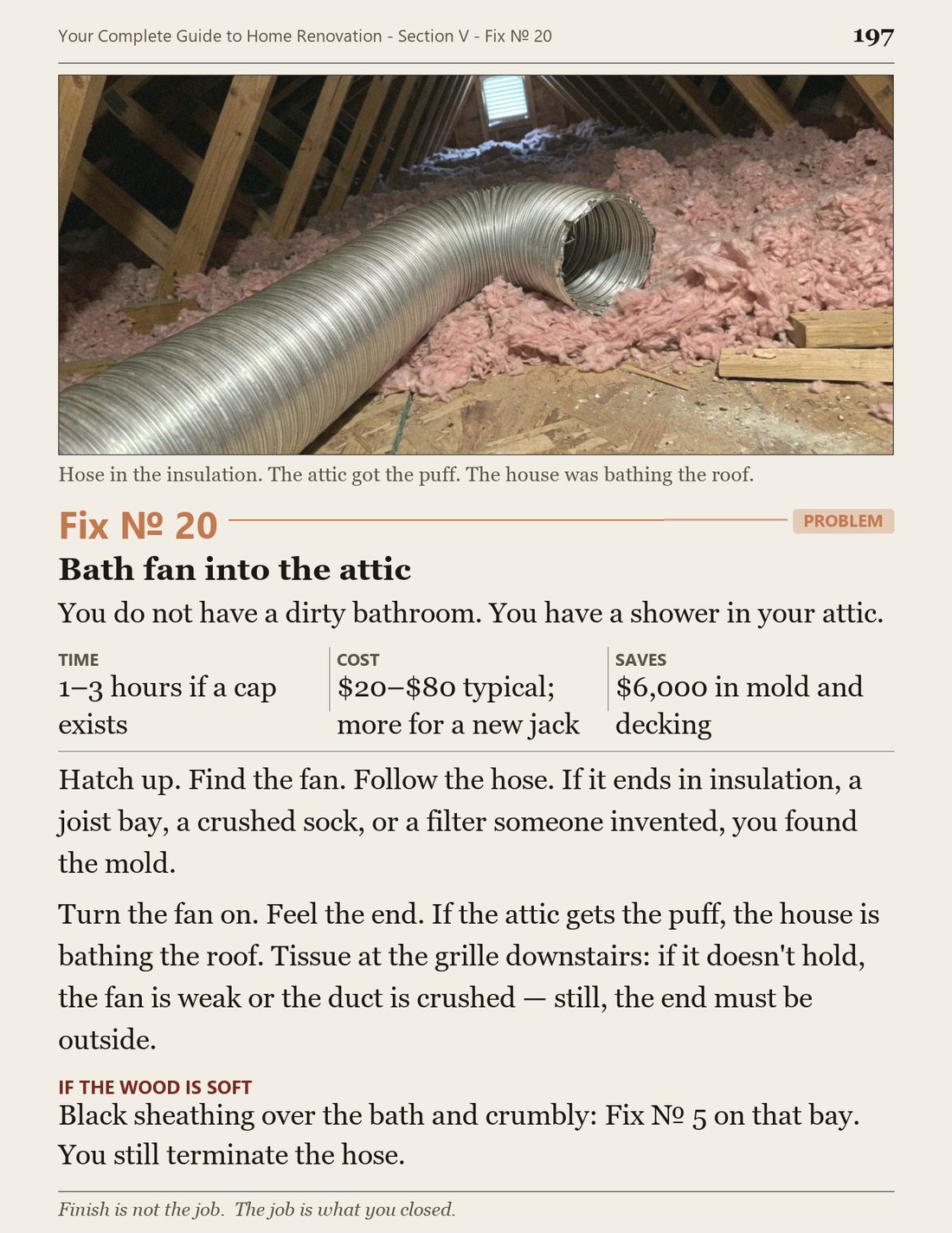 Fix 20: Bath fan into the attic